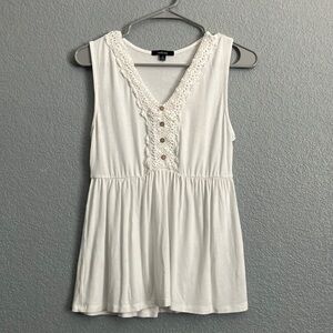 Ambiance White Sleeveless Smocked Tank Top